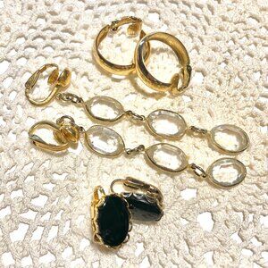 Trio of Goldtone Clip Earrings